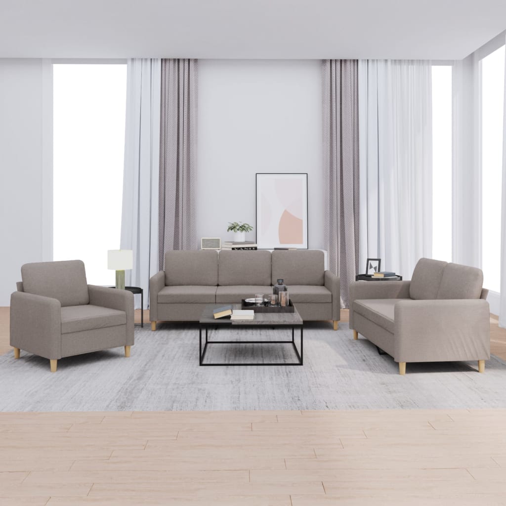 Ensemble de canapés 3 pcs avec coussins Taupe Tissu - XIOS