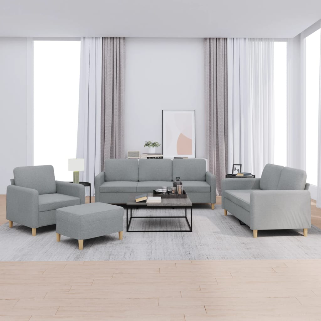 Ensemble de canapés 4 pcs avec coussins Gris clair Tissu