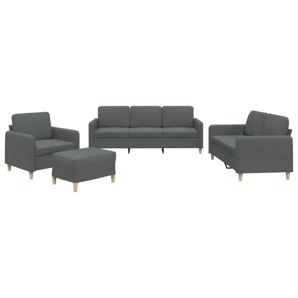 Ensemble de canapés 4 pcs avec coussins Gris foncé Tissu - XIOS
