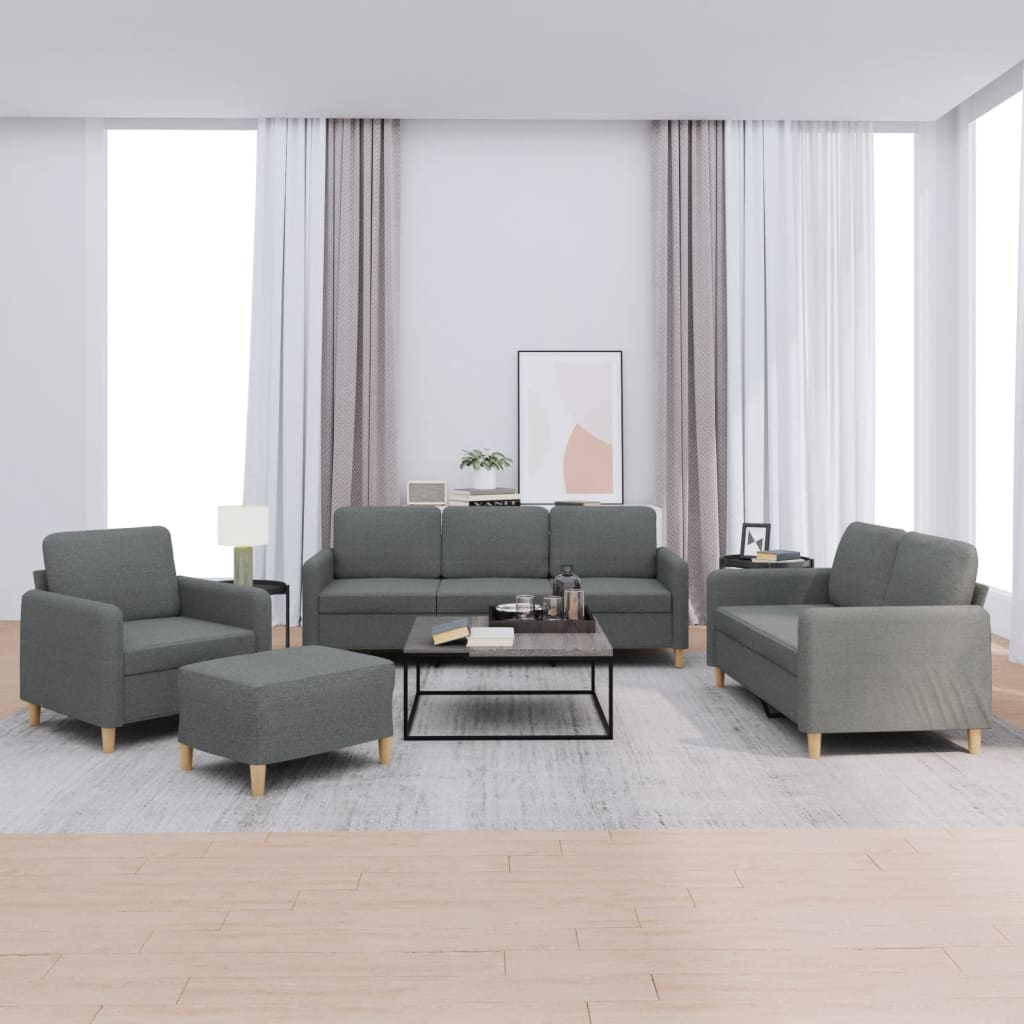 Ensemble de canapés 4 pcs avec coussins Gris foncé Tissu