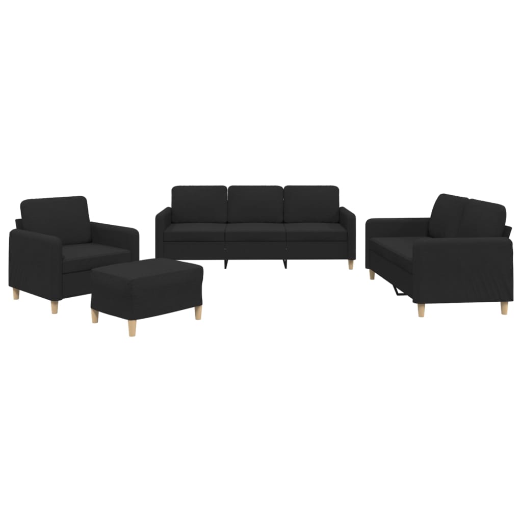 Ensemble de canapés 4 pcs avec coussins Noir Tissu - XIOS