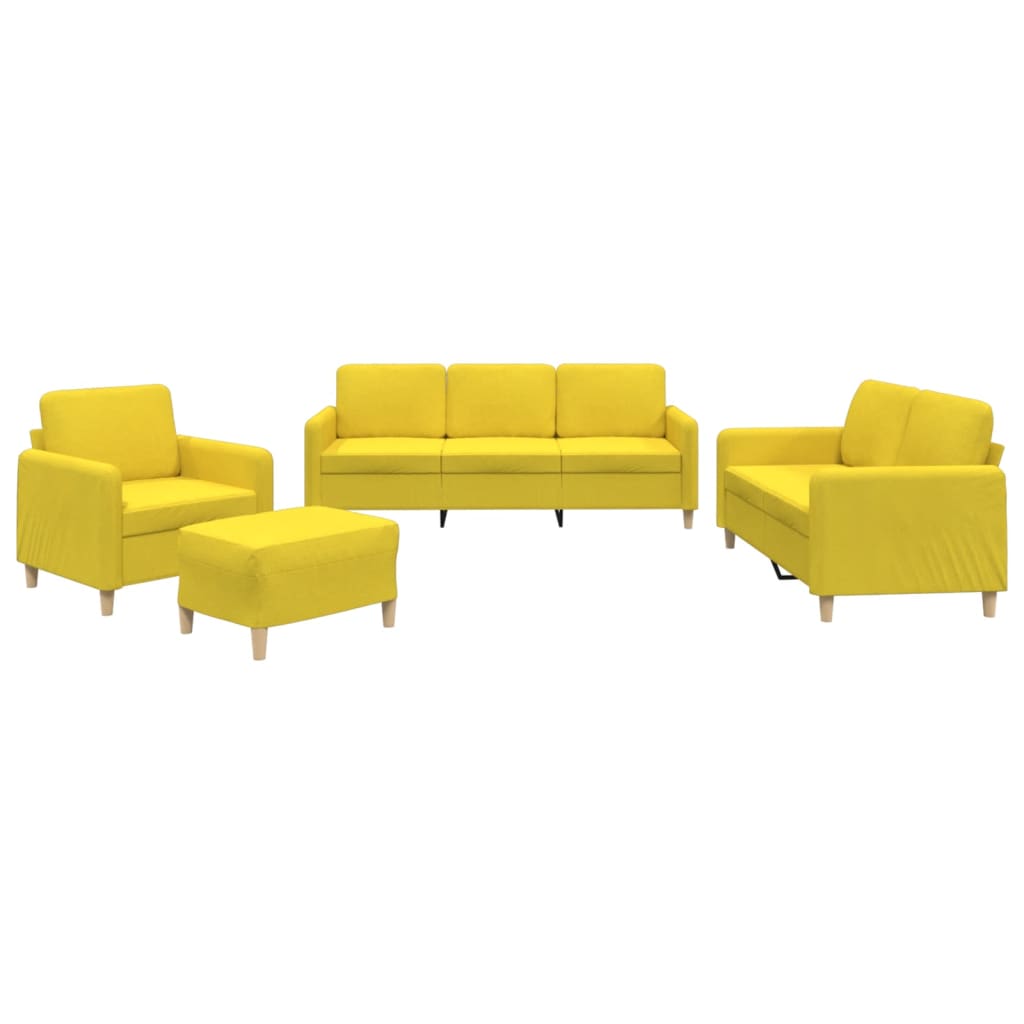 Ensemble de canapés 4 pcs avec coussins Jaune clair Tissu - XIOS