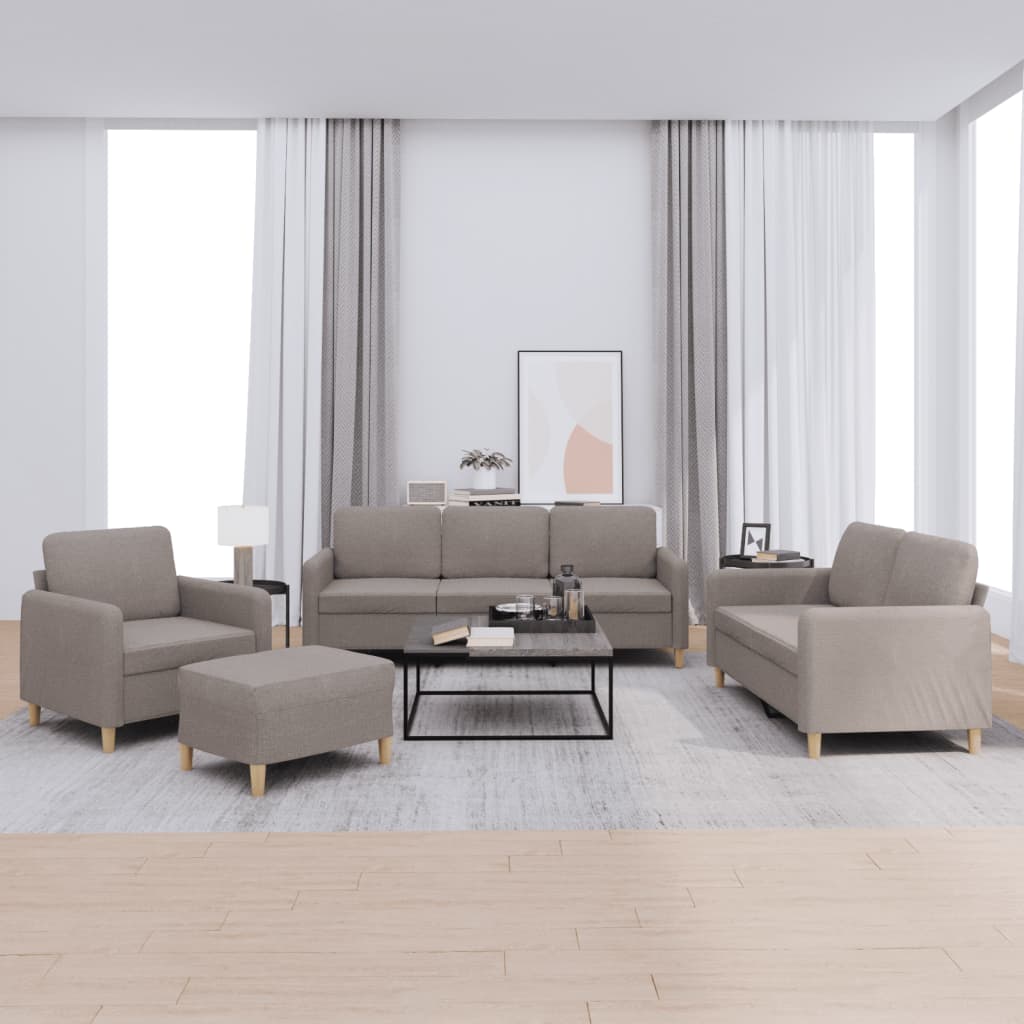 Ensemble de canapés 4 pcs avec coussins Taupe Tissu