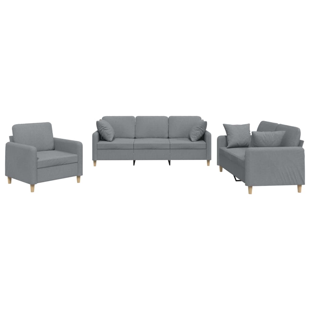 Ensemble de canapés 3 pcs coussins gris clair tissu - XIOS
