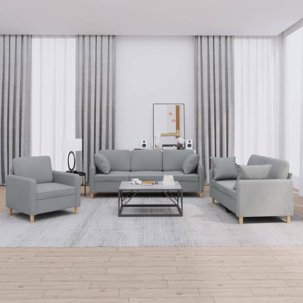 Ensemble de canapés 3 pcs coussins gris clair tissu - XIOS