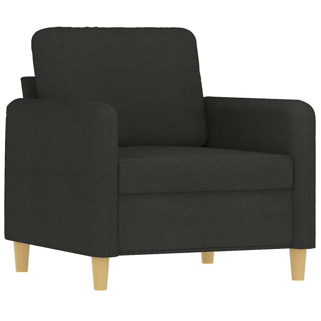 Ensemble de canapés 3 pcs avec coussins noir tissu