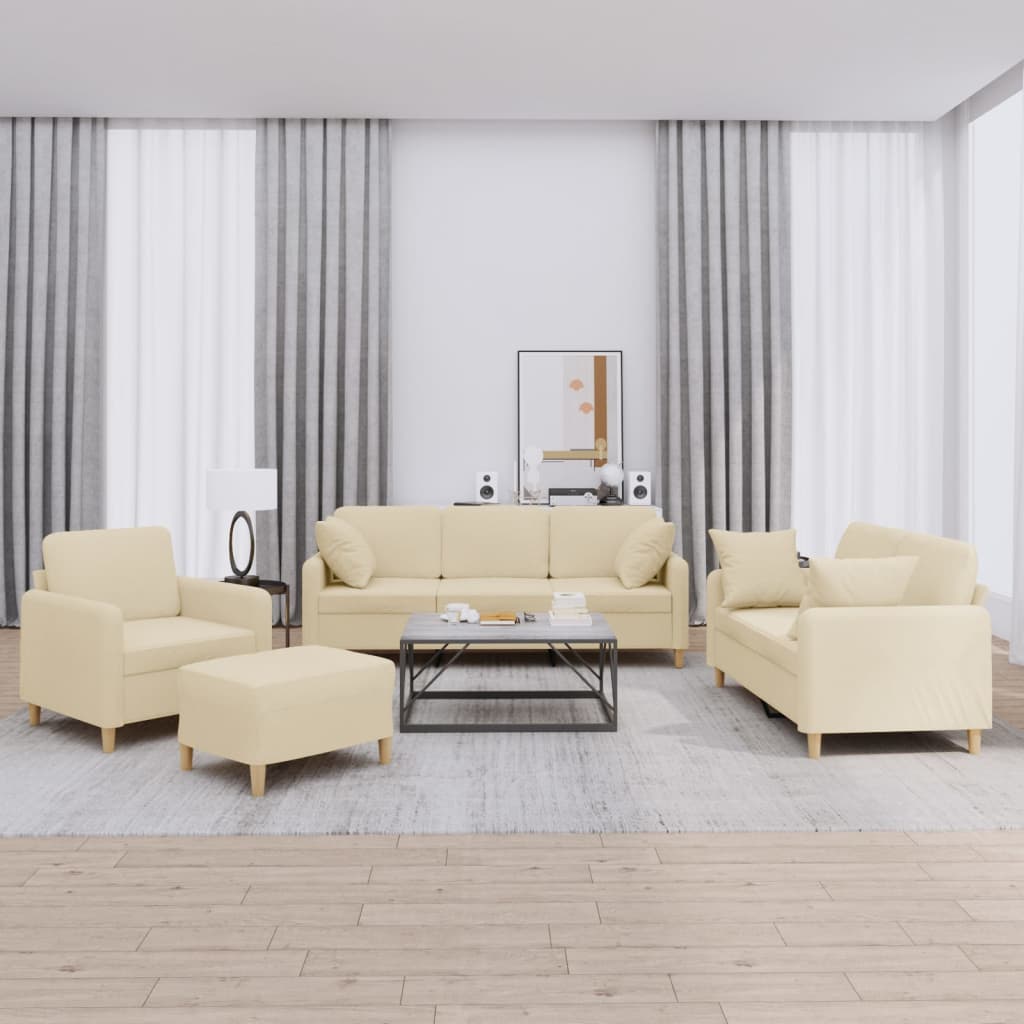 Ensemble de canapés 4 pcs avec coussins crème tissu - XIOS