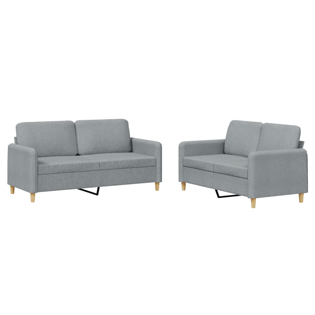 Ensemble de canapés 2 pcs avec coussins Gris clair Tissu - XIOS