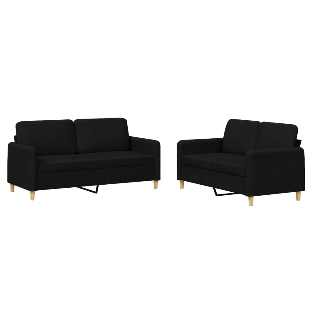 Ensemble de canapés 2 pcs avec coussins Noir Tissu - XIOS