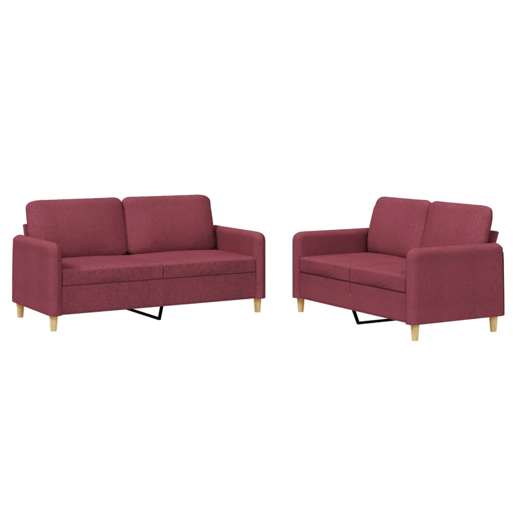 Ensemble de canapés 2 pcs avec coussins Rouge bordeaux Tissu - XIOS