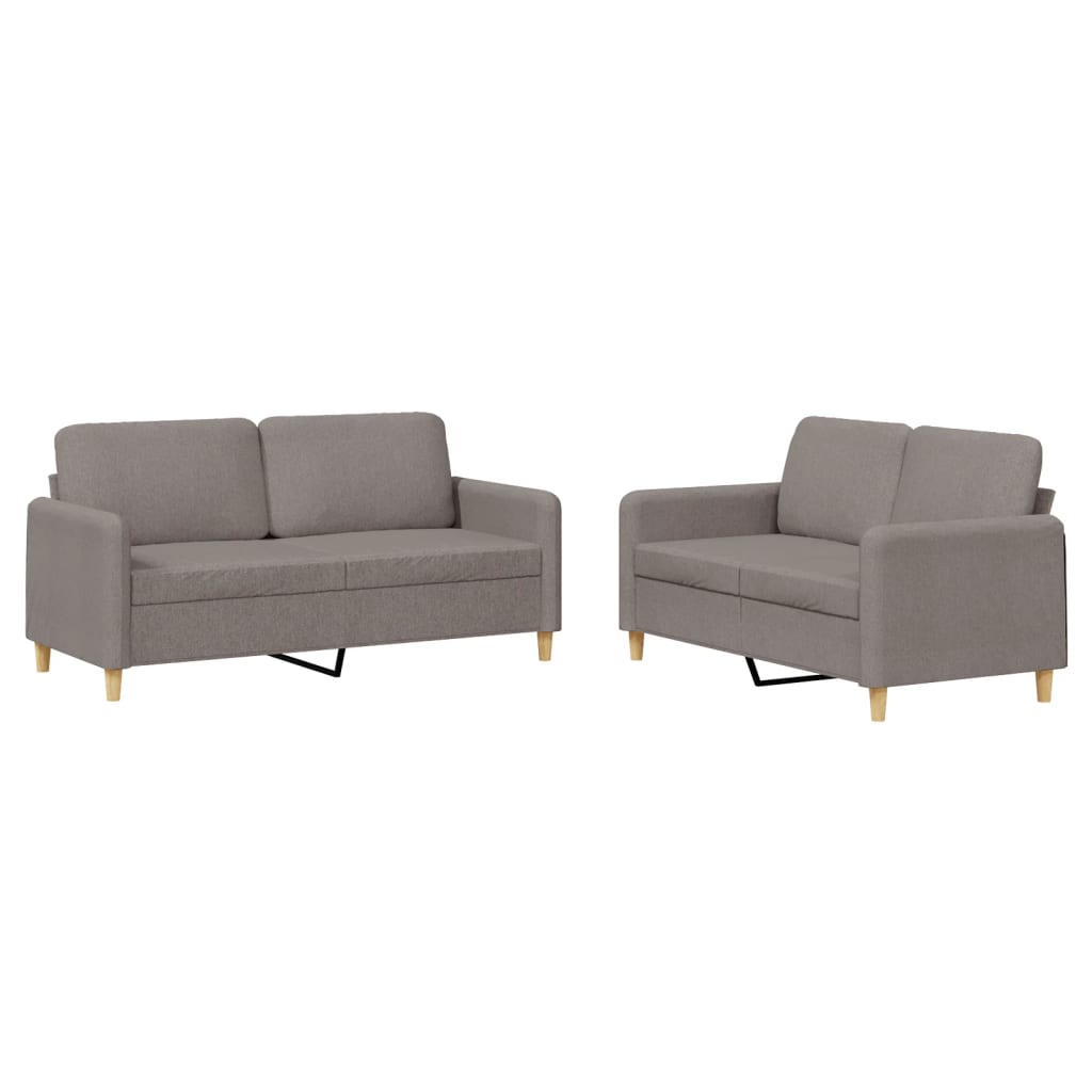 Ensemble de canapés 2 pcs avec coussins Taupe Tissu