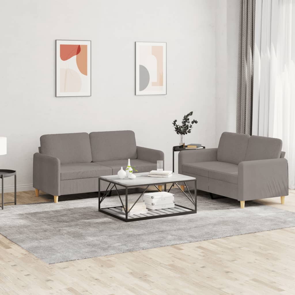 Ensemble de canapés 2 pcs avec coussins Taupe Tissu - XIOS