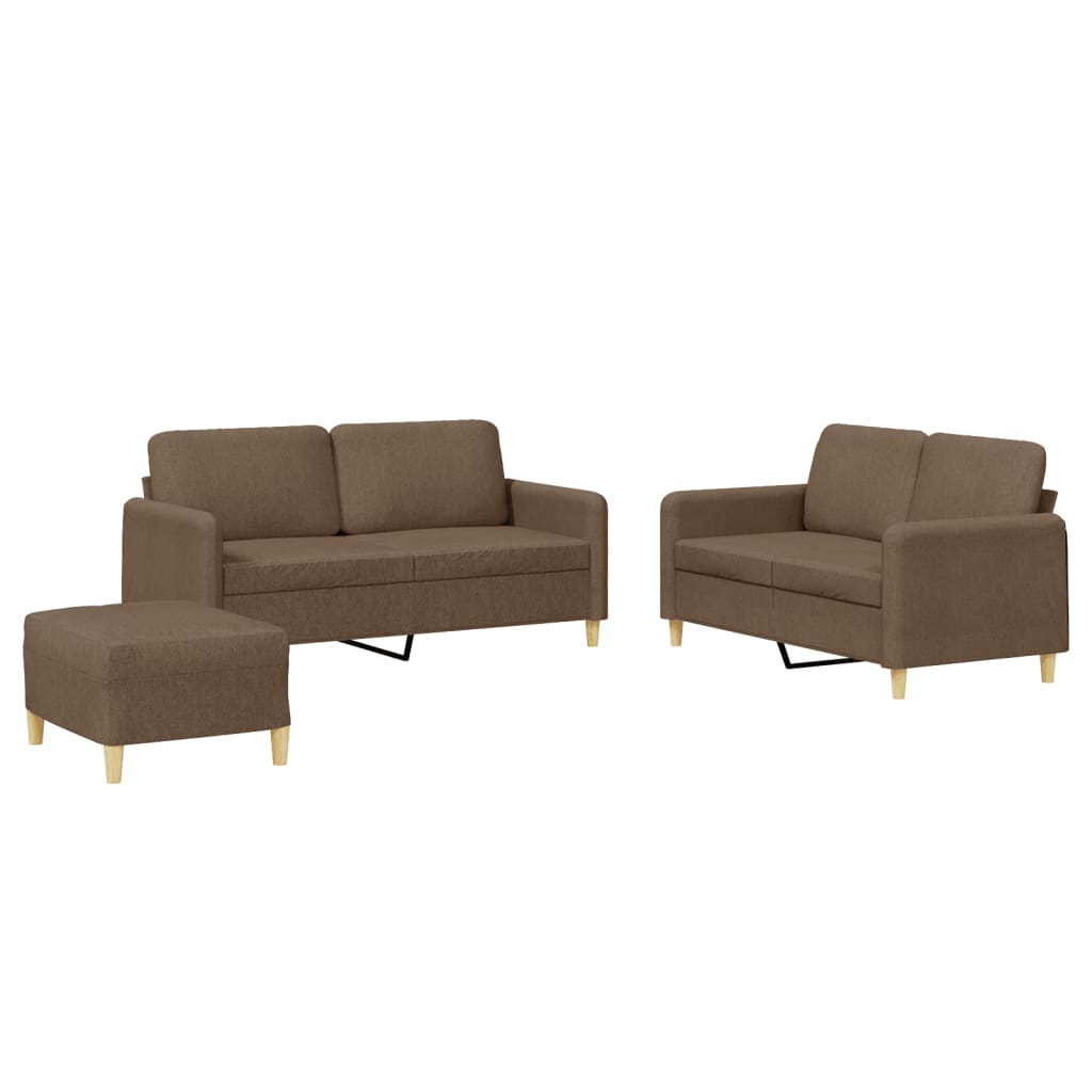 Ensemble de canapés 3 pcs avec coussins Marron Tissu - XIOS