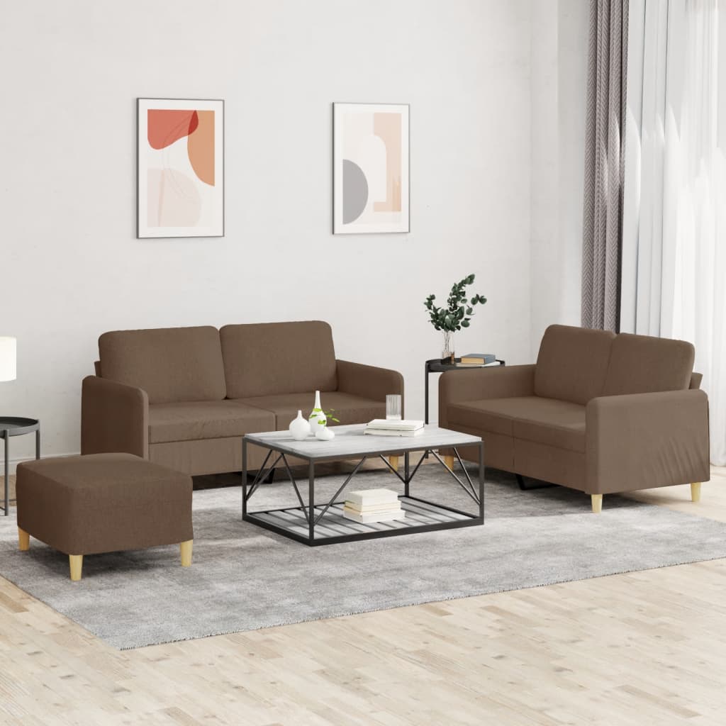 Ensemble de canapés 3 pcs avec coussins Marron Tissu - XIOS