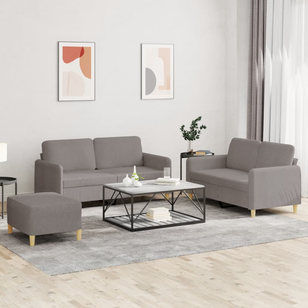 Ensemble de canapés 3 pcs avec coussins Taupe Tissu