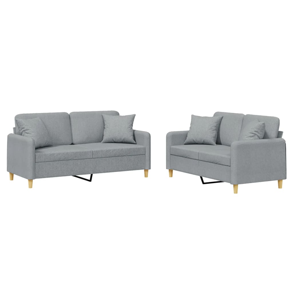 Ensemble de canapés 2 pcs coussins gris clair tissu - XIOS