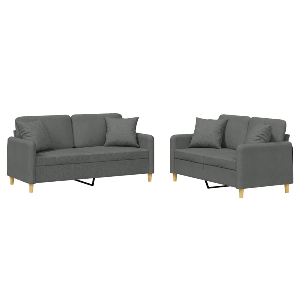 Ensemble de canapés 2 pcs coussins gris foncé tissu - XIOS