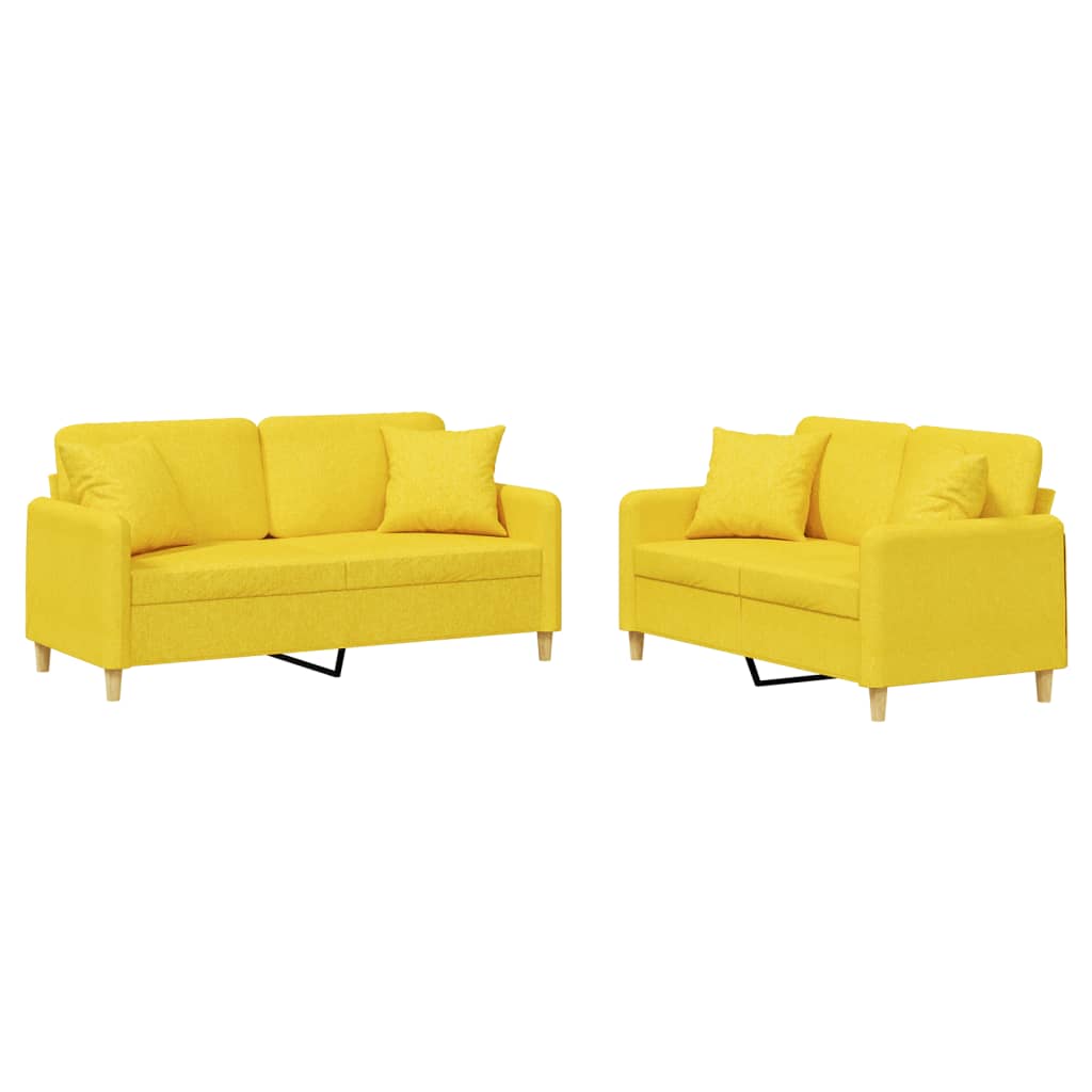 Ensemble de canapés 2 pcs avec coussins jaune clair tissu - XIOS