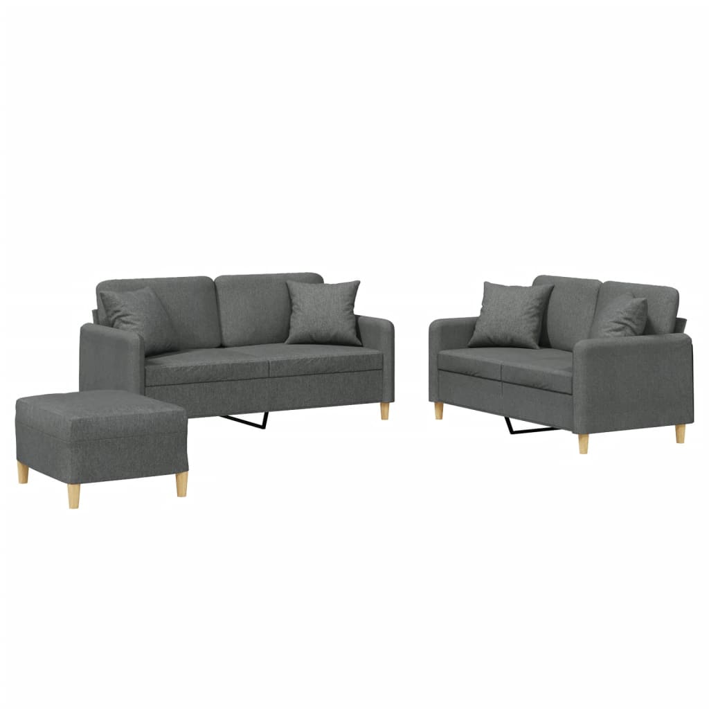 Ensemble de canapés 3 pcs coussins gris foncé tissu - XIOS