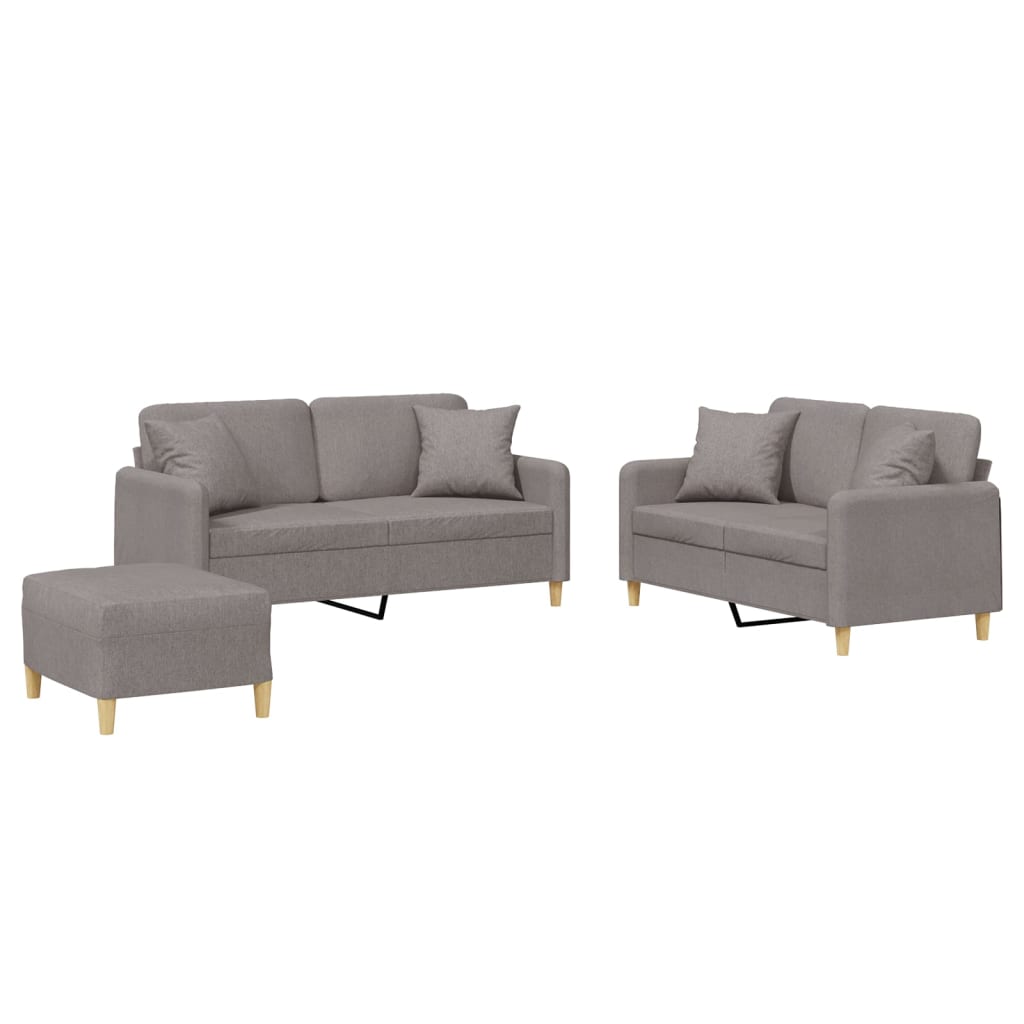 Ensemble de canapés 3 pcs avec coussins taupe tissu