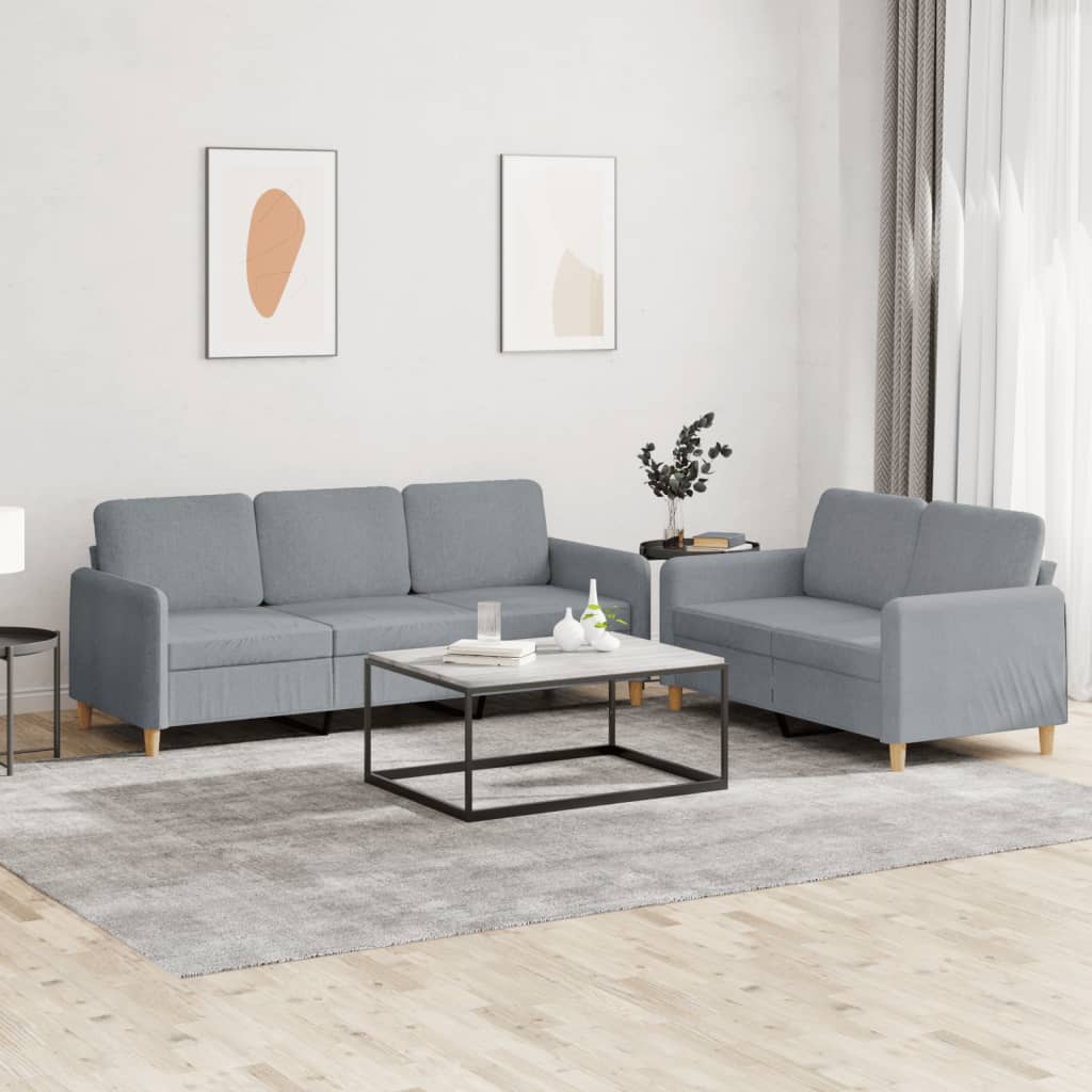 Ensemble de canapés 2 pcs avec coussins Gris clair Tissu - XIOS