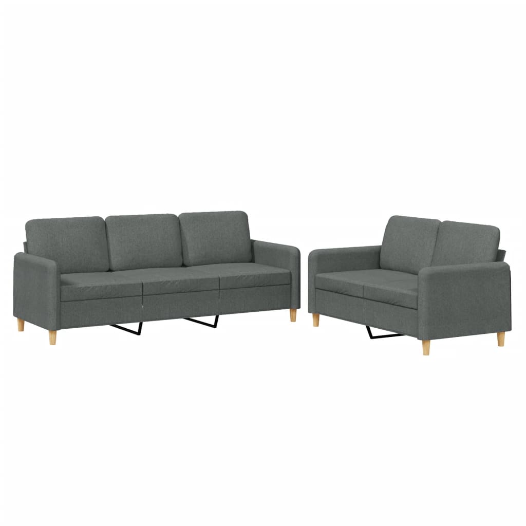 Ensemble de canapés 2 pcs avec coussins Gris foncé Tissu - XIOS