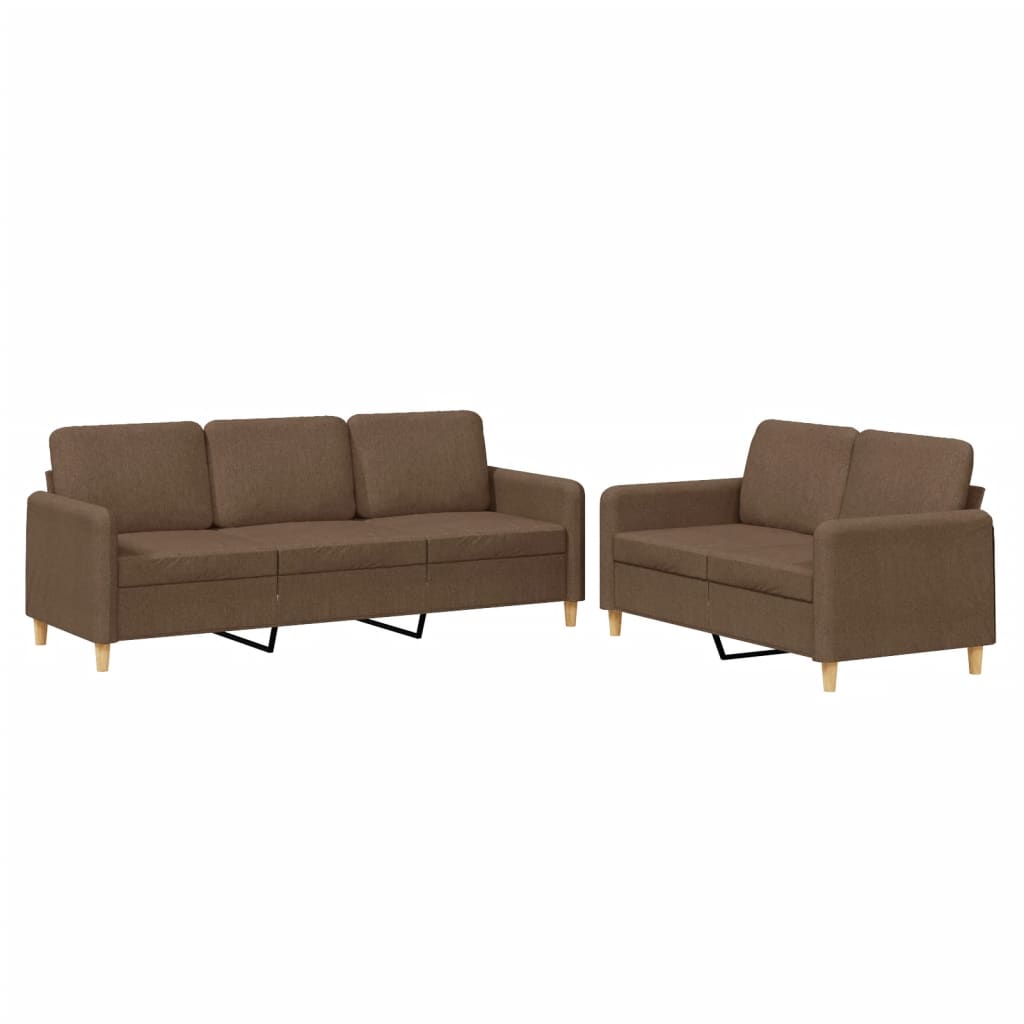 Ensemble de canapés 2 pcs avec coussins Marron Tissu - XIOS