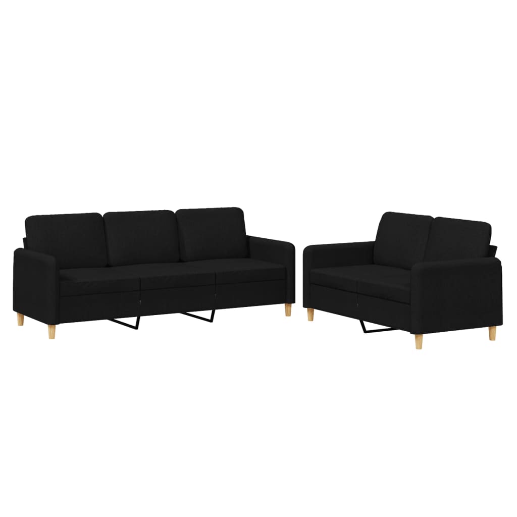 Ensemble de canapés 2 pcs avec coussins Noir Tissu - XIOS