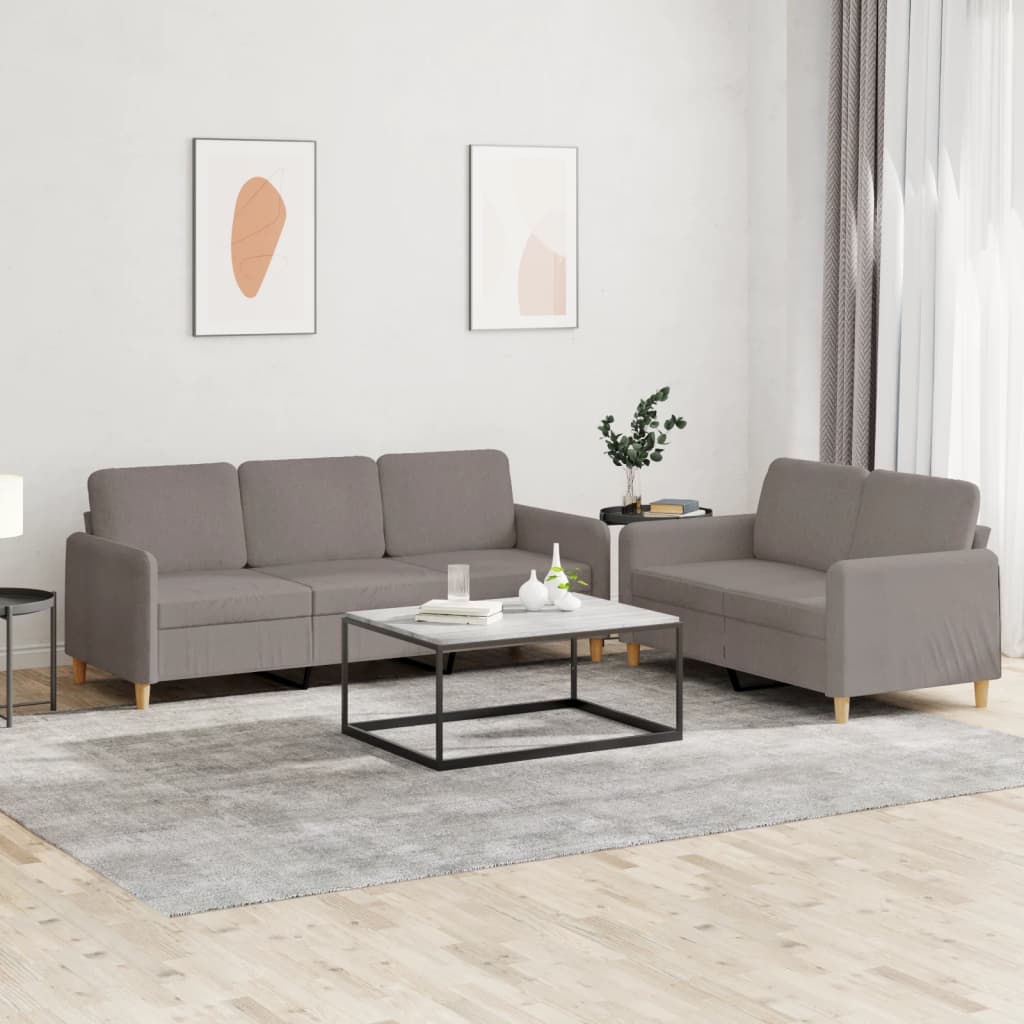 Ensemble de canapés 2 pcs avec coussins Taupe Tissu - XIOS