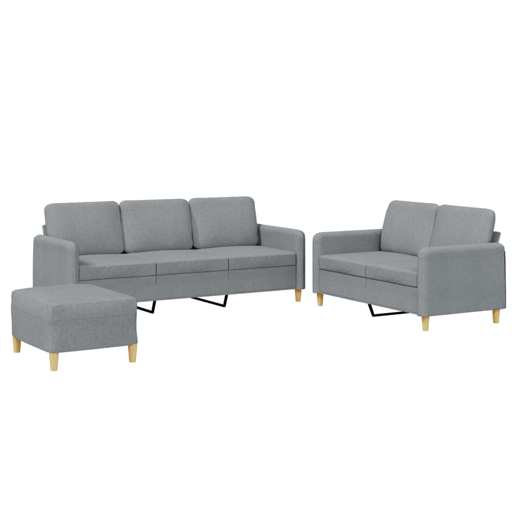 Ensemble de canapés 3 pcs avec coussins Gris clair Tissu
