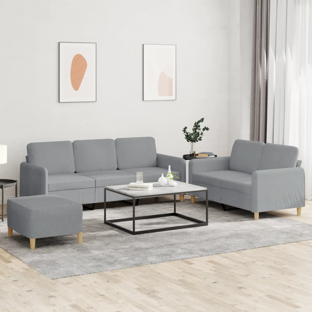 Ensemble de canapés 3 pcs avec coussins Gris clair Tissu - XIOS