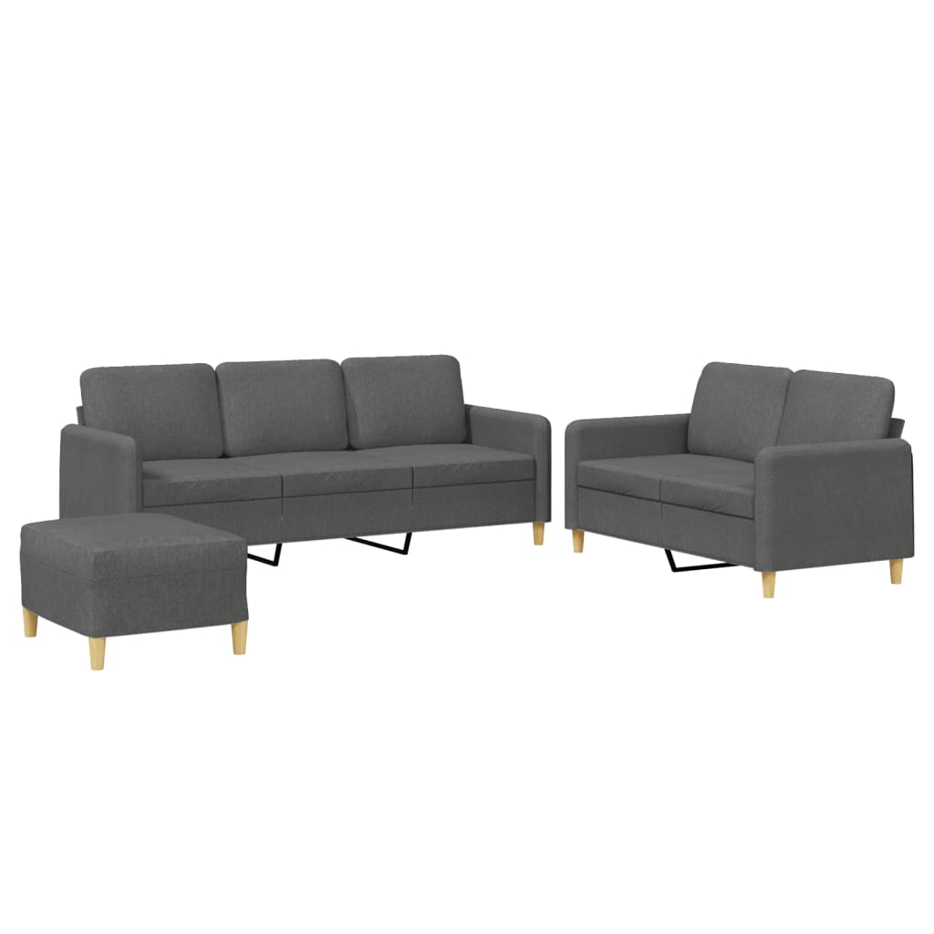 Ensemble de canapés 3 pcs avec coussins Gris foncé Tissu - XIOS