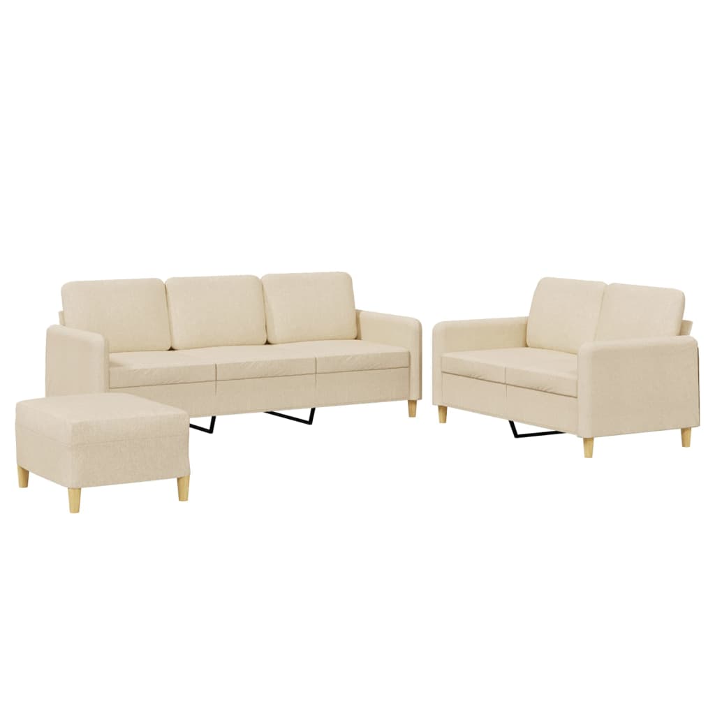 Ensemble de canapés 3 pcs avec coussins Crème Tissu