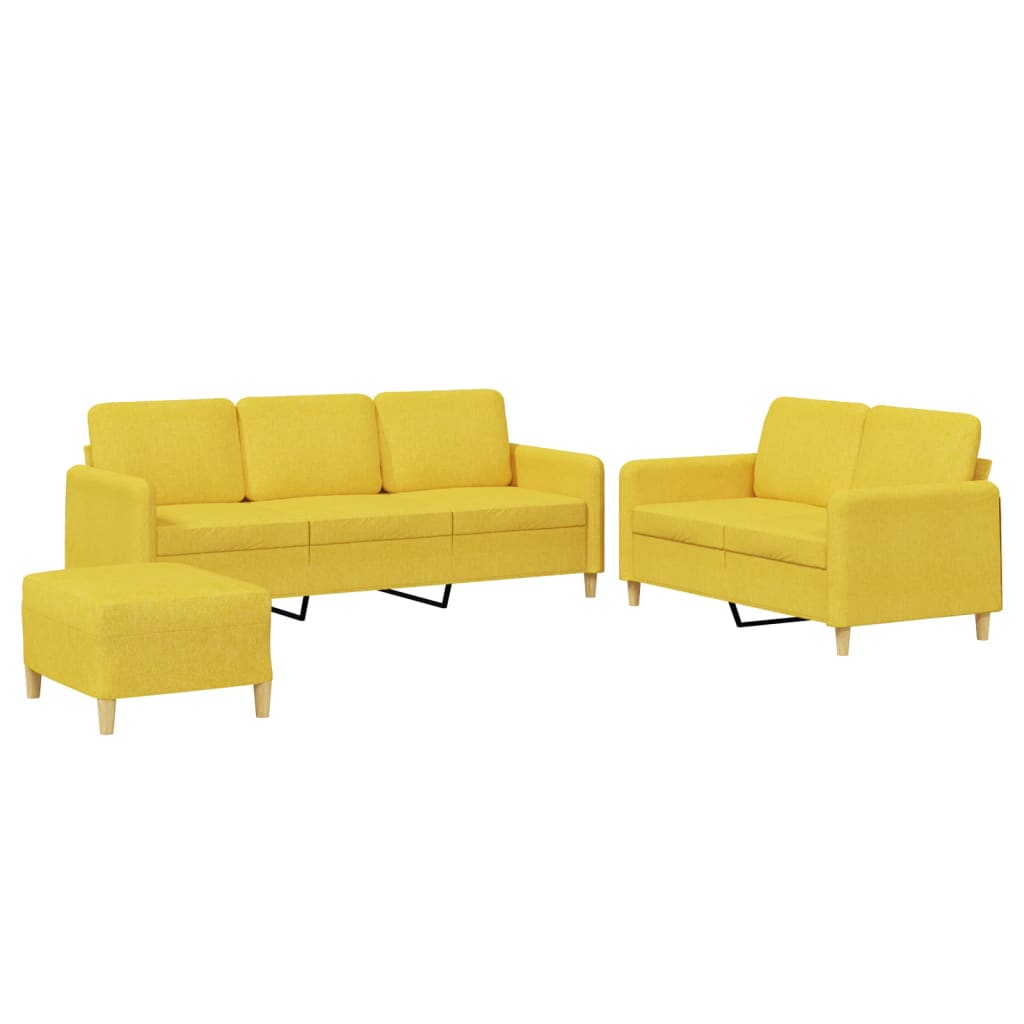 Ensemble de canapés 3 pcs avec coussins Jaune clair Tissu - XIOS