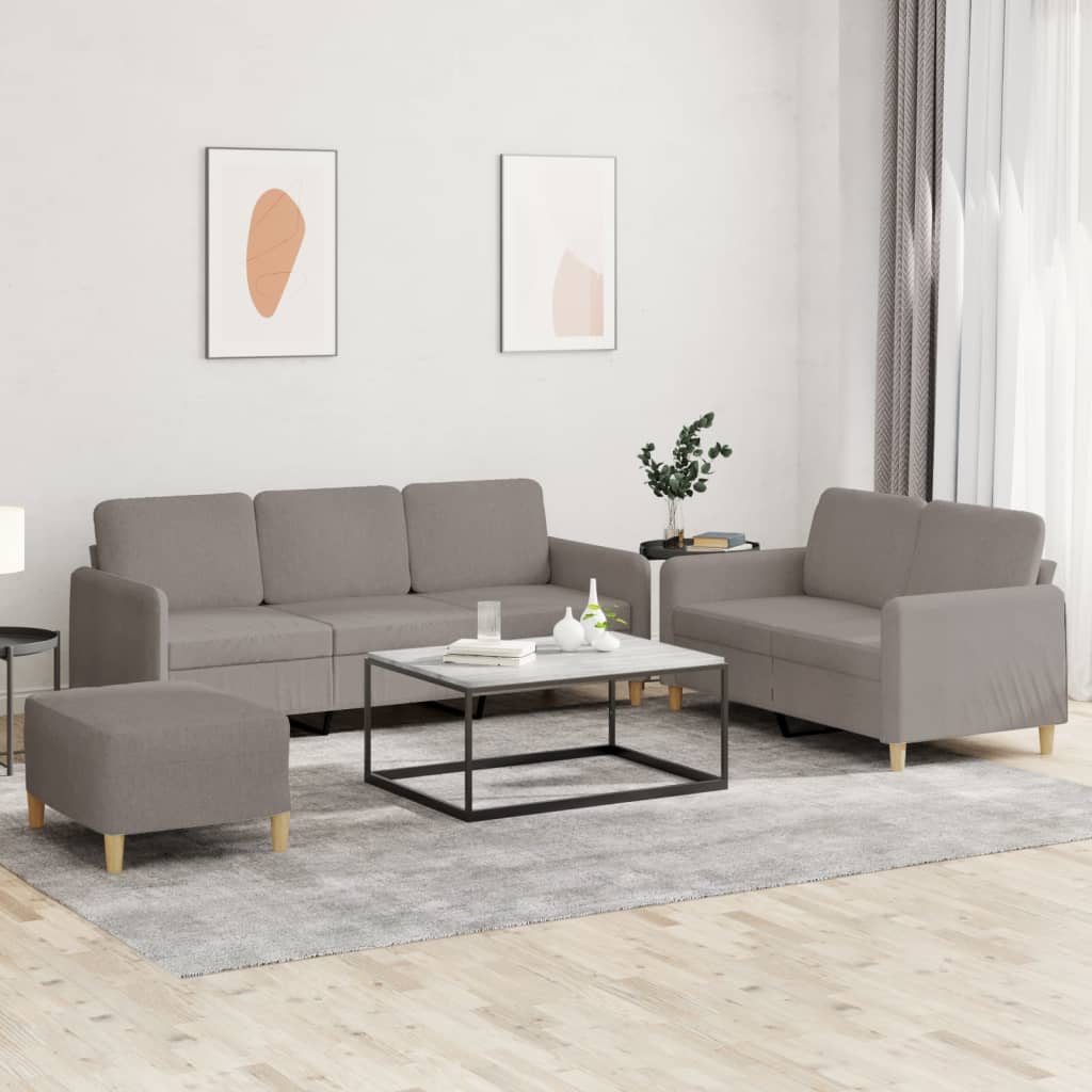 Ensemble de canapés 3 pcs avec coussins Taupe Tissu