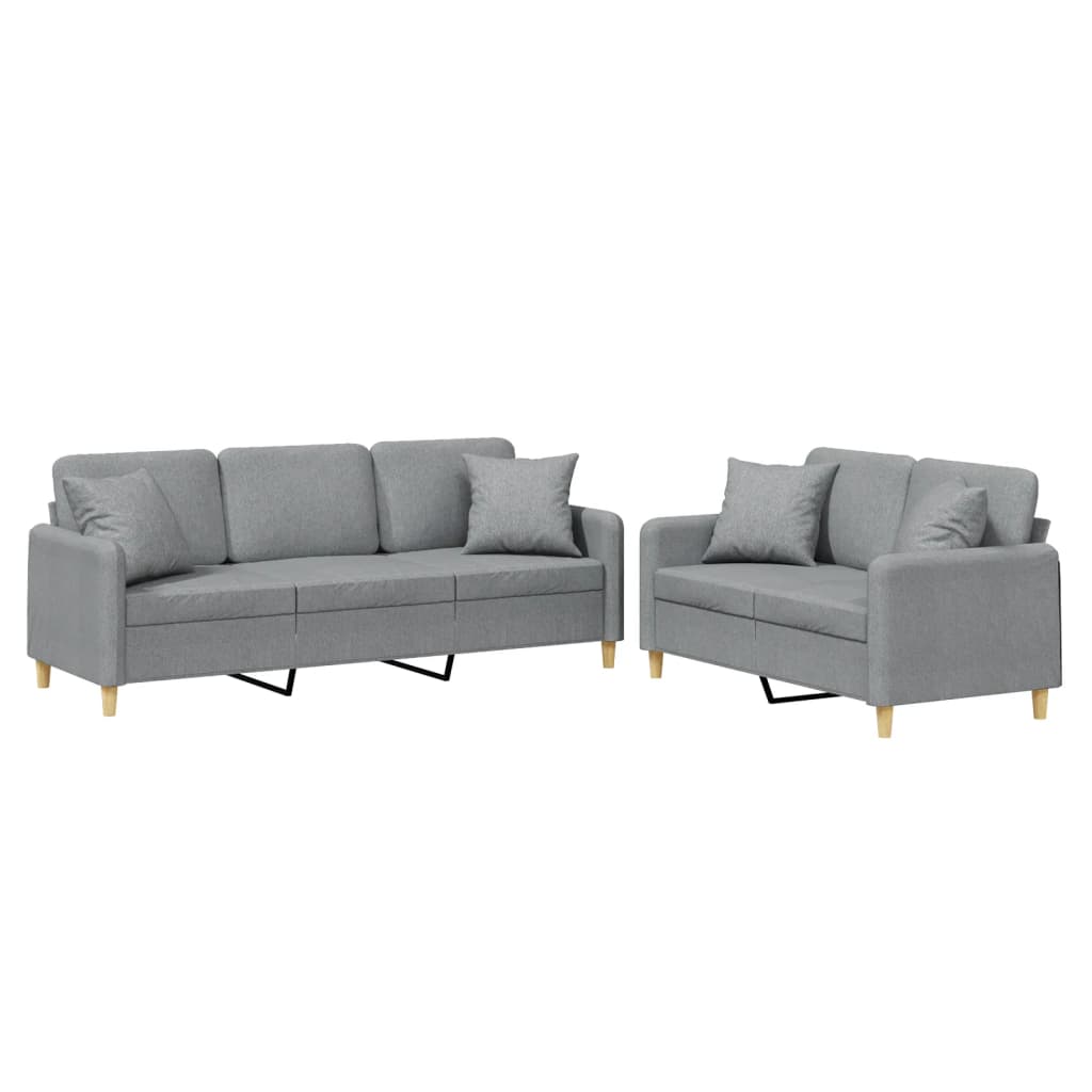Ensemble de canapés 2 pcs coussins gris clair tissu - XIOS