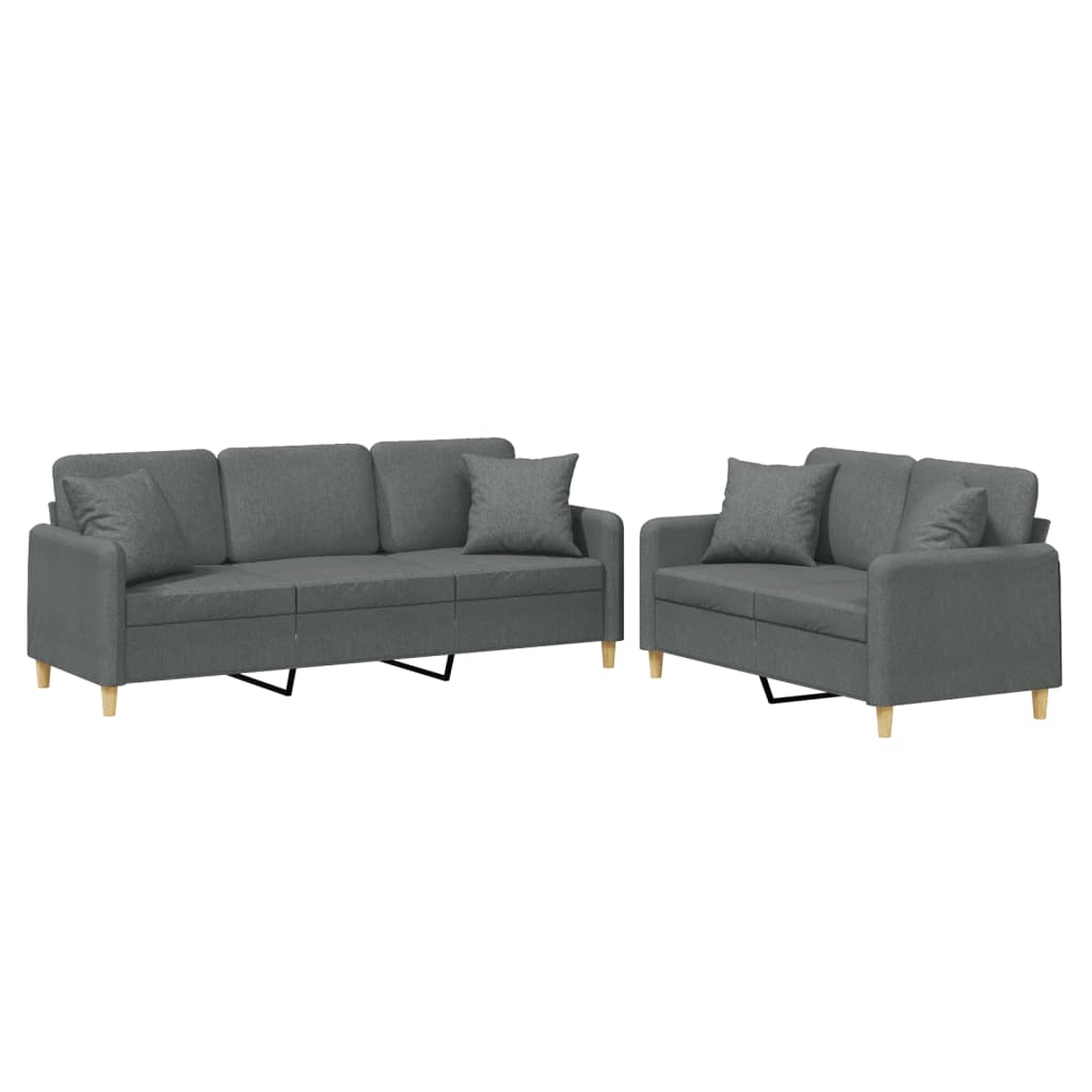 Ensemble de canapés 2 pcs coussins gris foncé tissu - XIOS