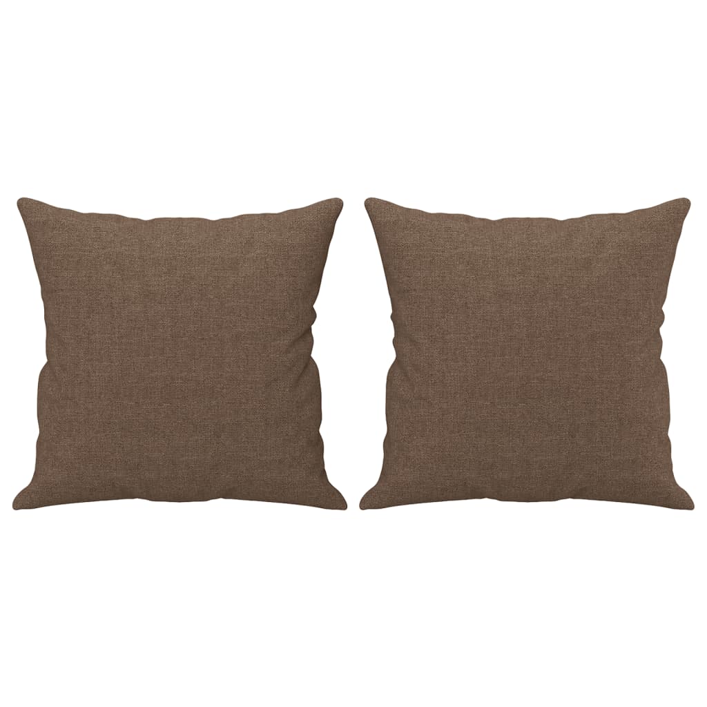 Ensemble de canapés 2 pcs avec coussins marron tissu
