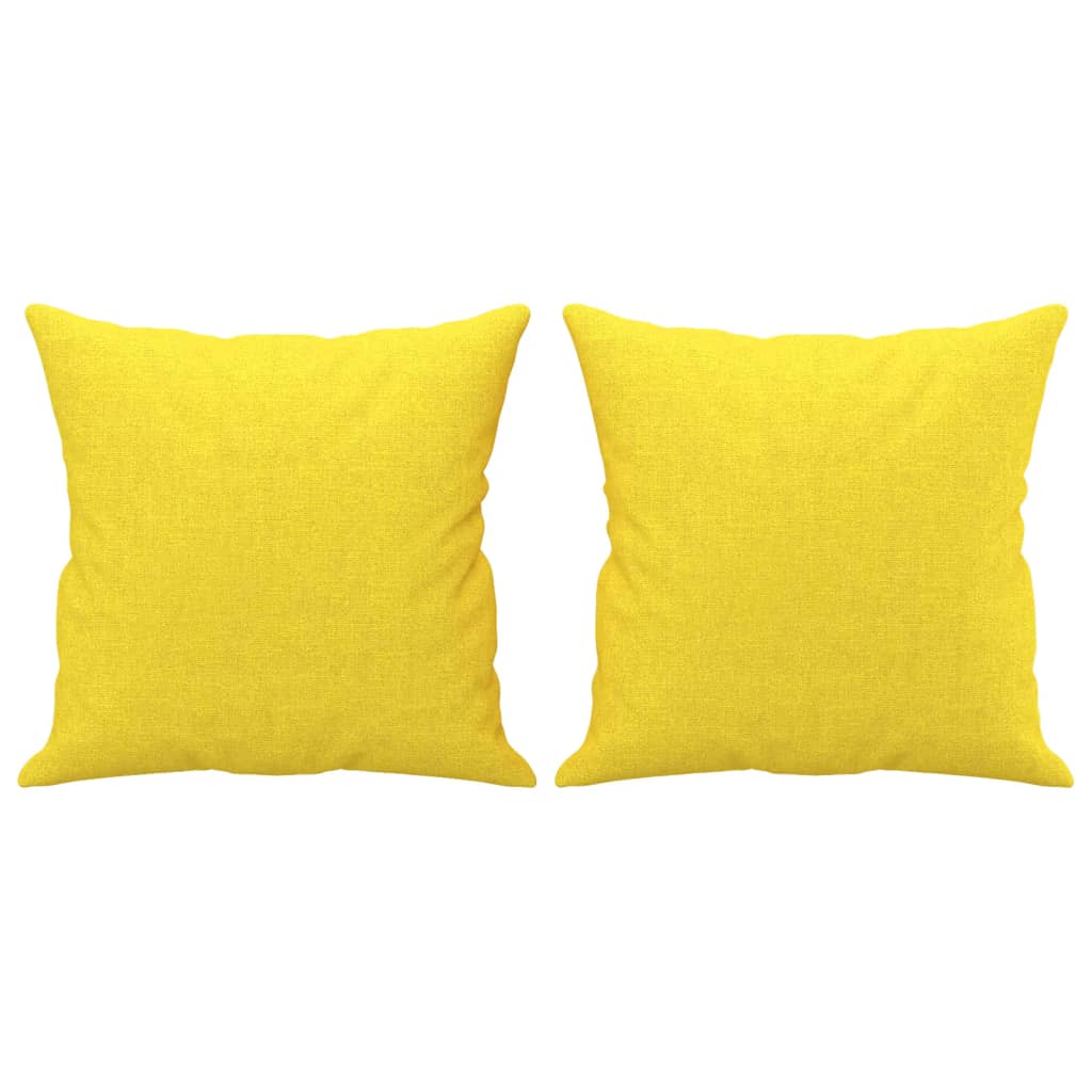 Ensemble de canapés 2 pcs avec coussins jaune clair tissu