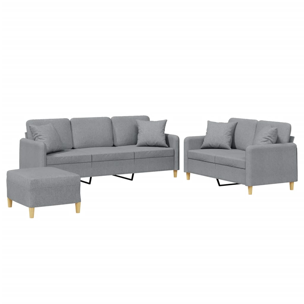 Ensemble de canapés 3 pcs coussins gris clair tissu - XIOS