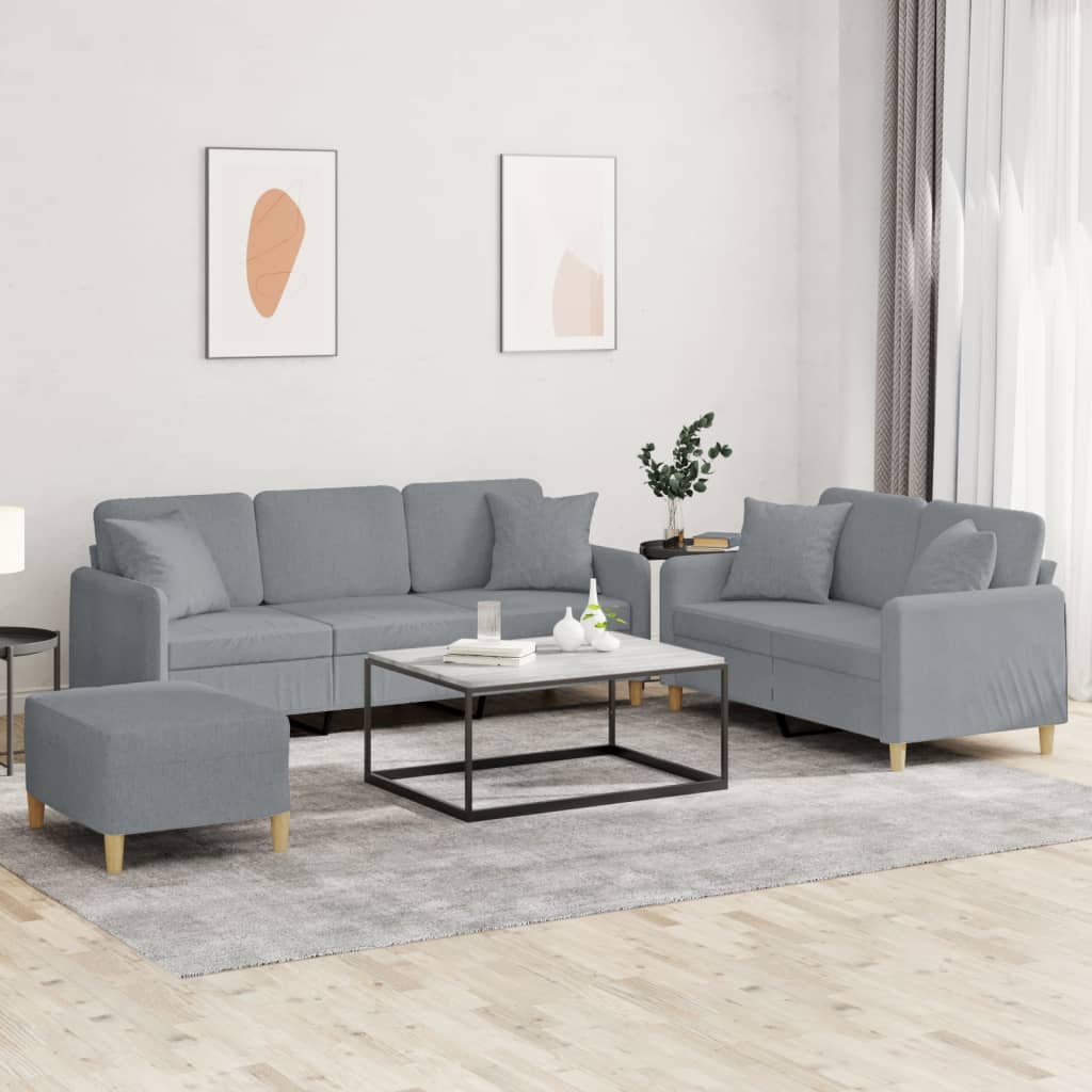 Ensemble de canapés 3 pcs coussins gris clair tissu - XIOS