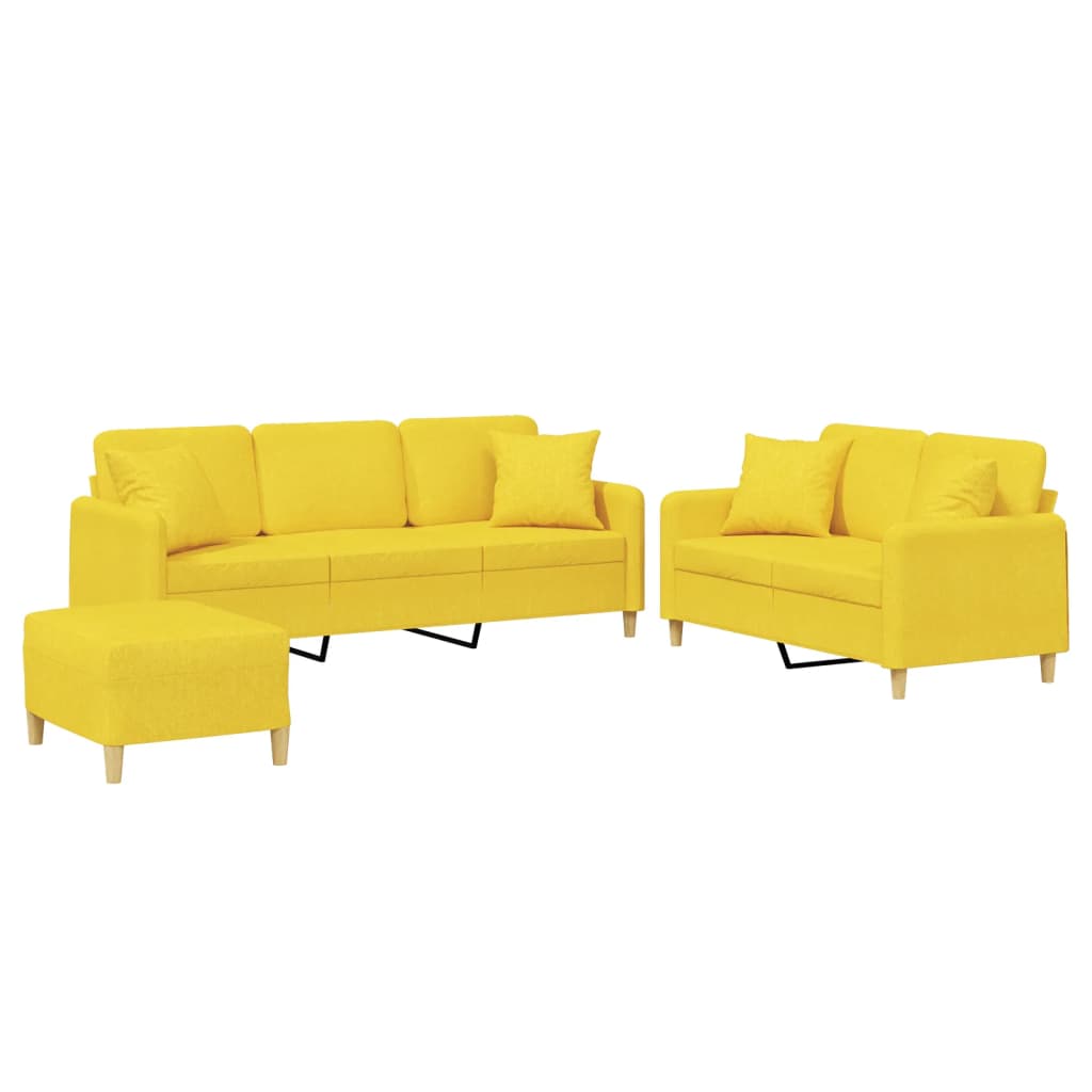 Ensemble de canapés 3 pcs avec coussins jaune clair tissu - XIOS