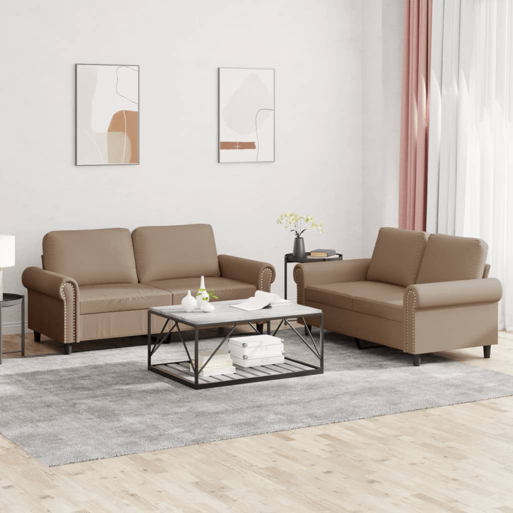 Ensemble de canapés 2 pcs avec coussins Cappuccino Similicuir - XIOS