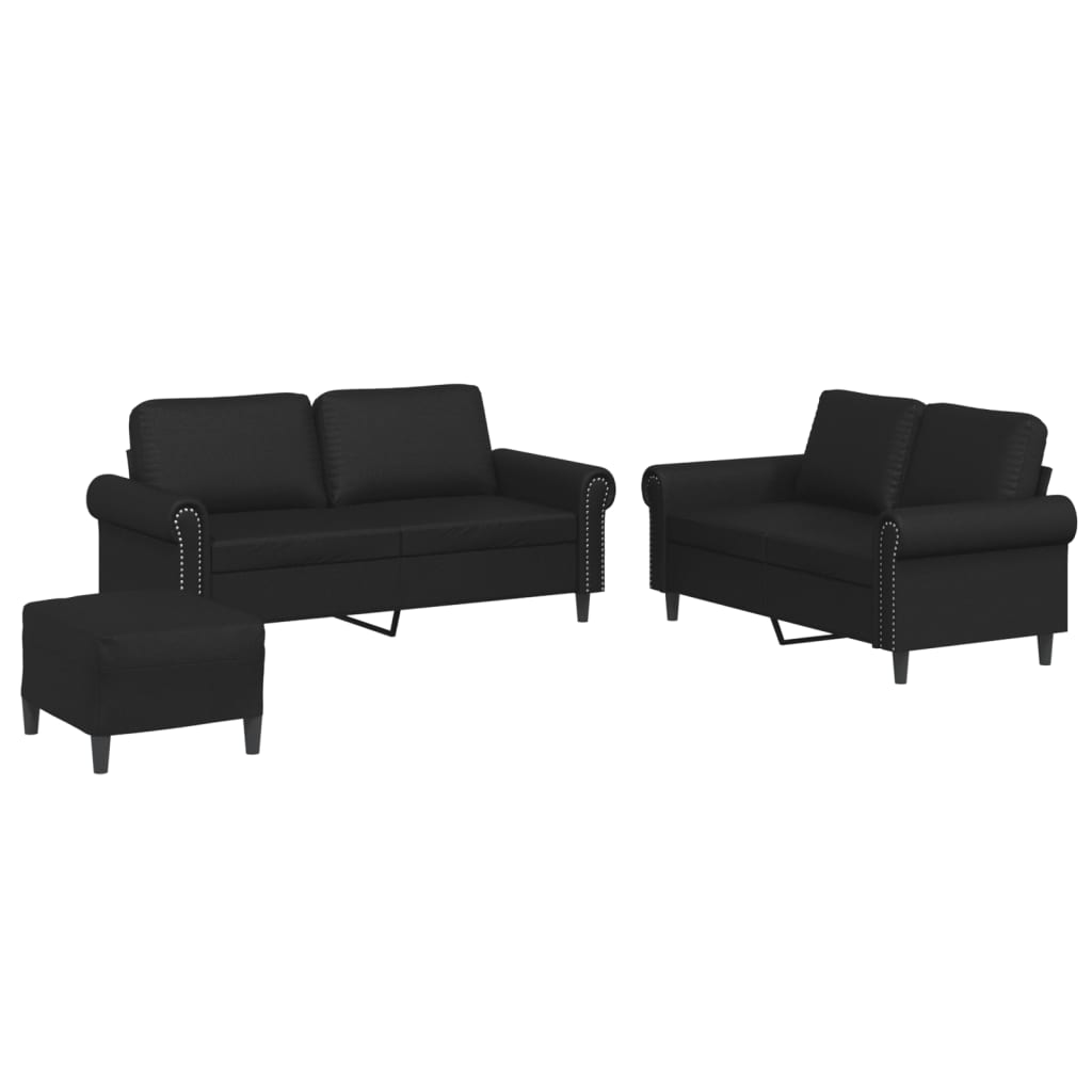 Ensemble de canapés 3 pcs avec coussins Noir Similicuir - XIOS