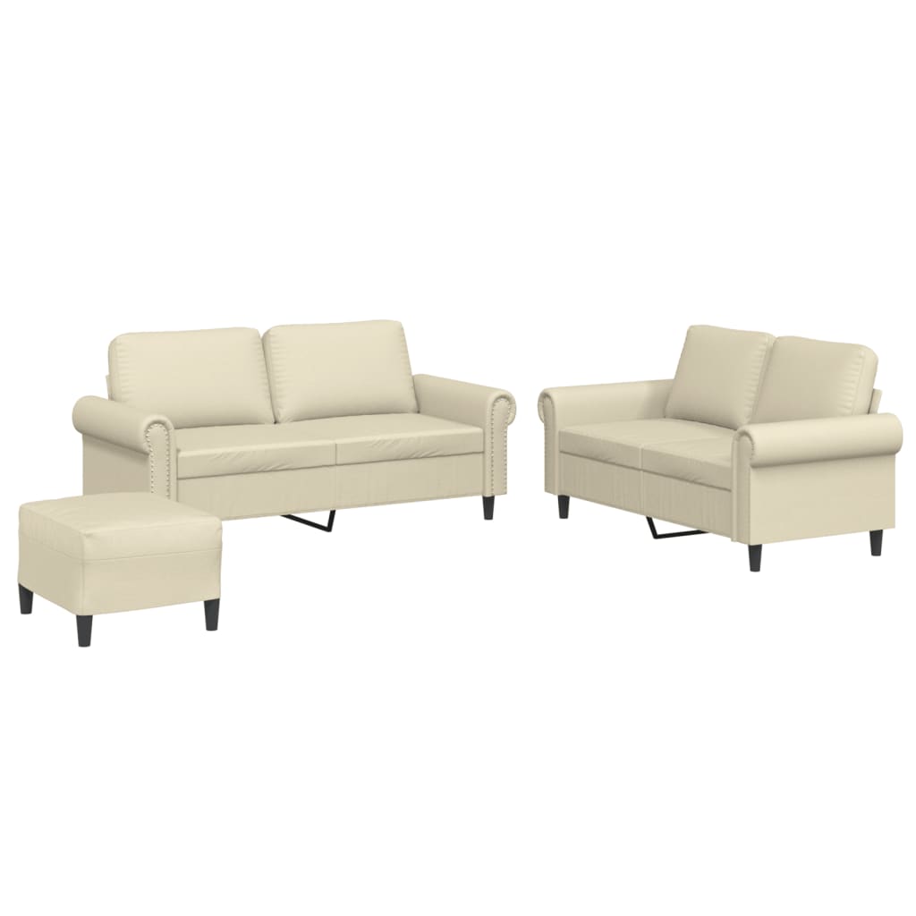 Ensemble de canapés 3 pcs avec coussins Crème Similicuir - XIOS