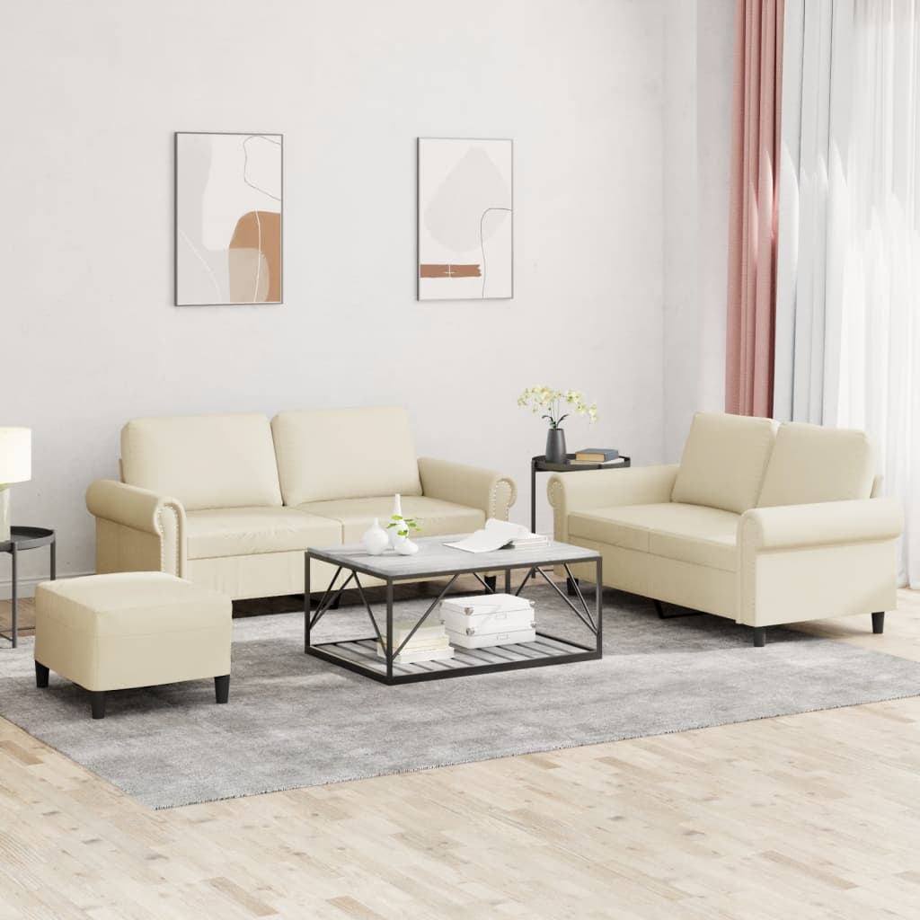 Ensemble de canapés 3 pcs avec coussins Crème Similicuir - XIOS