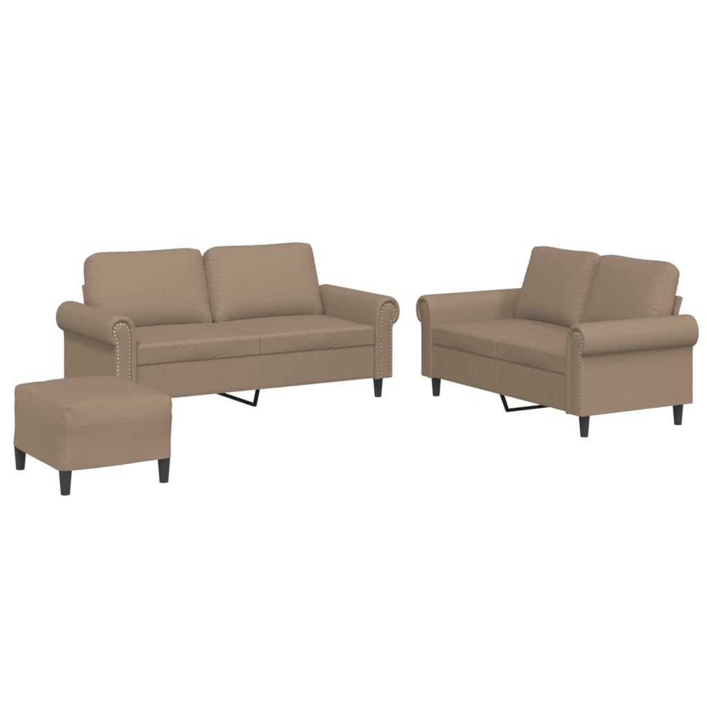 Ensemble de canapés 3 pcs avec coussins Cappuccino Similicuir - XIOS