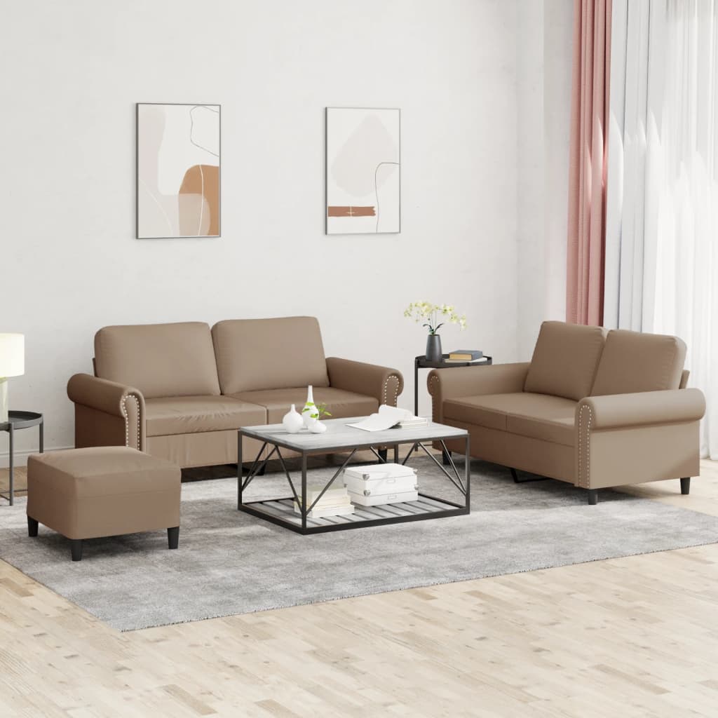 Ensemble de canapés 3 pcs avec coussins Cappuccino Similicuir - XIOS
