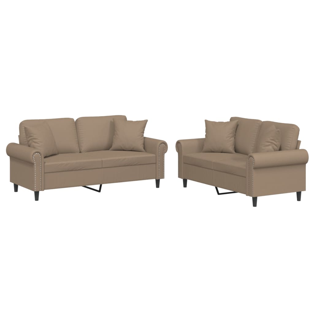 Ensemble de canapés 2 pcs avec coussins cappuccino similicuir - XIOS