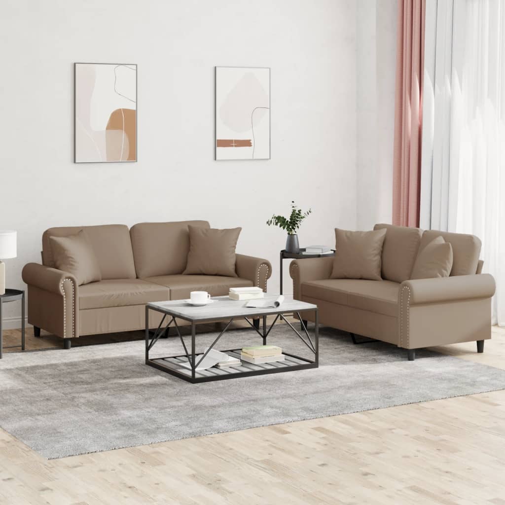Ensemble de canapés 2 pcs avec coussins cappuccino similicuir - XIOS